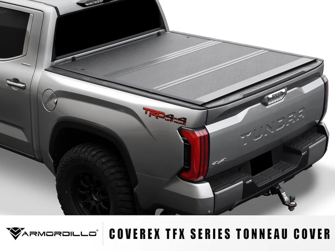 7163041 – ARMORDILLO Tonneau Cover, Soft Folding Low Profile 2 Folds/ 3 Panels Not Hinged In Front Black Vinyl Lockab...
